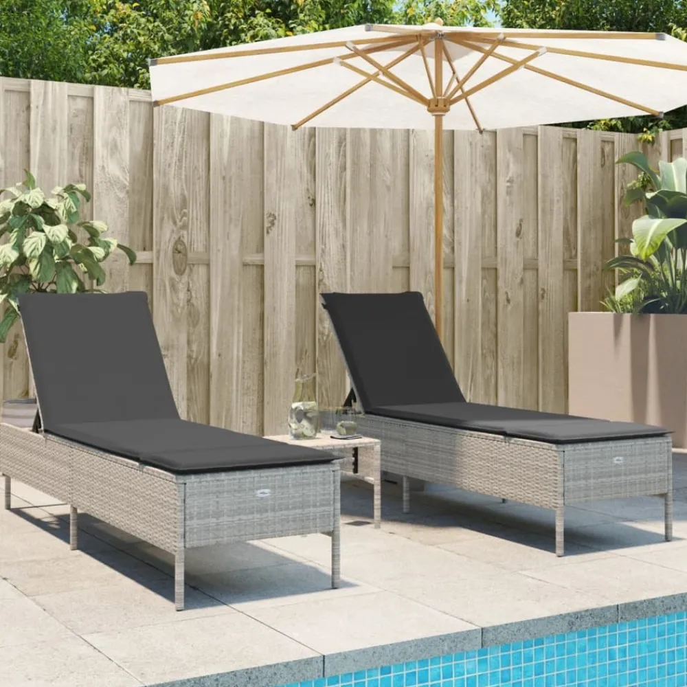 Maison Exclusive - Chaises longues avec coussins lot de 2 gris résine tressée Outlet