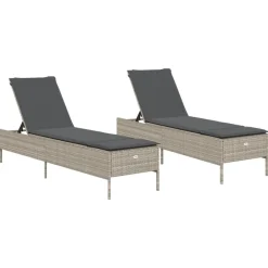 Maison Exclusive - Chaises longues avec coussins lot de 2 gris résine tressée Outlet