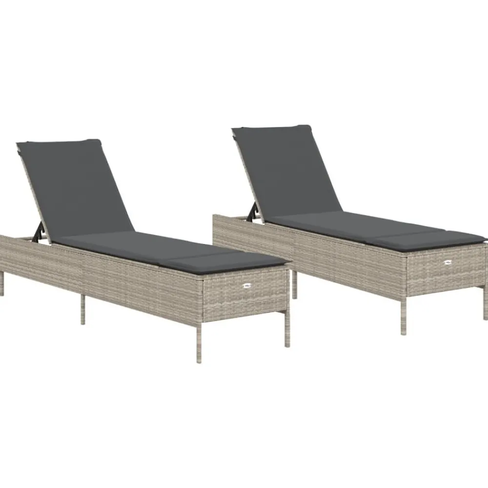 Maison Exclusive - Chaises longues avec coussins lot de 2 gris résine tressée Outlet