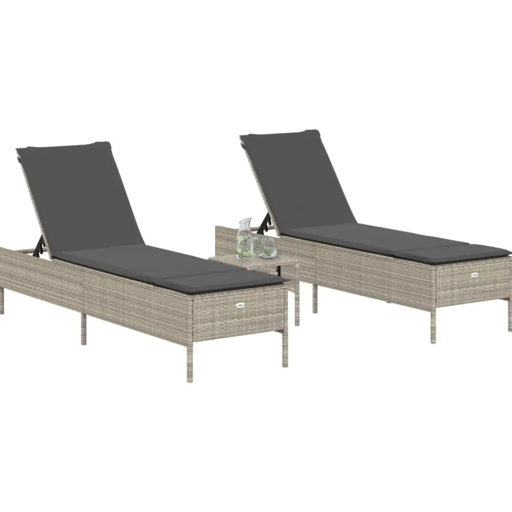 Maison Exclusive - Chaises longues avec coussins lot de 2 gris résine tressée Outlet