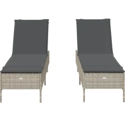 Maison Exclusive - Chaises longues avec coussins lot de 2 gris résine tressée Outlet