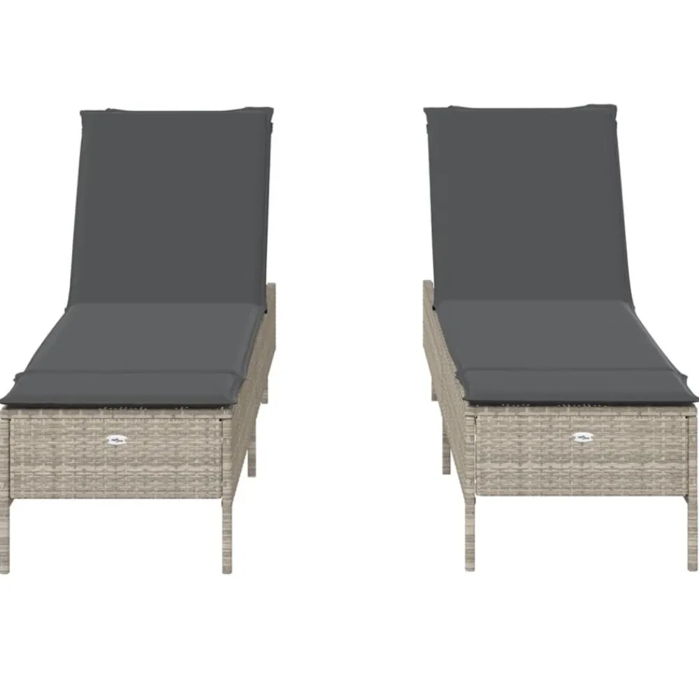 Maison Exclusive - Chaises longues avec coussins lot de 2 gris résine tressée Outlet