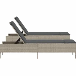 Maison Exclusive - Chaises longues avec coussins lot de 2 gris résine tressée Outlet