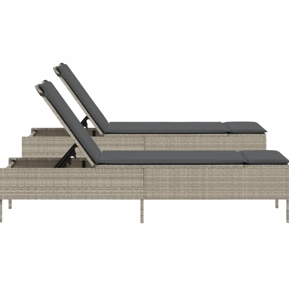 Maison Exclusive - Chaises longues avec coussins lot de 2 gris résine tressée Outlet