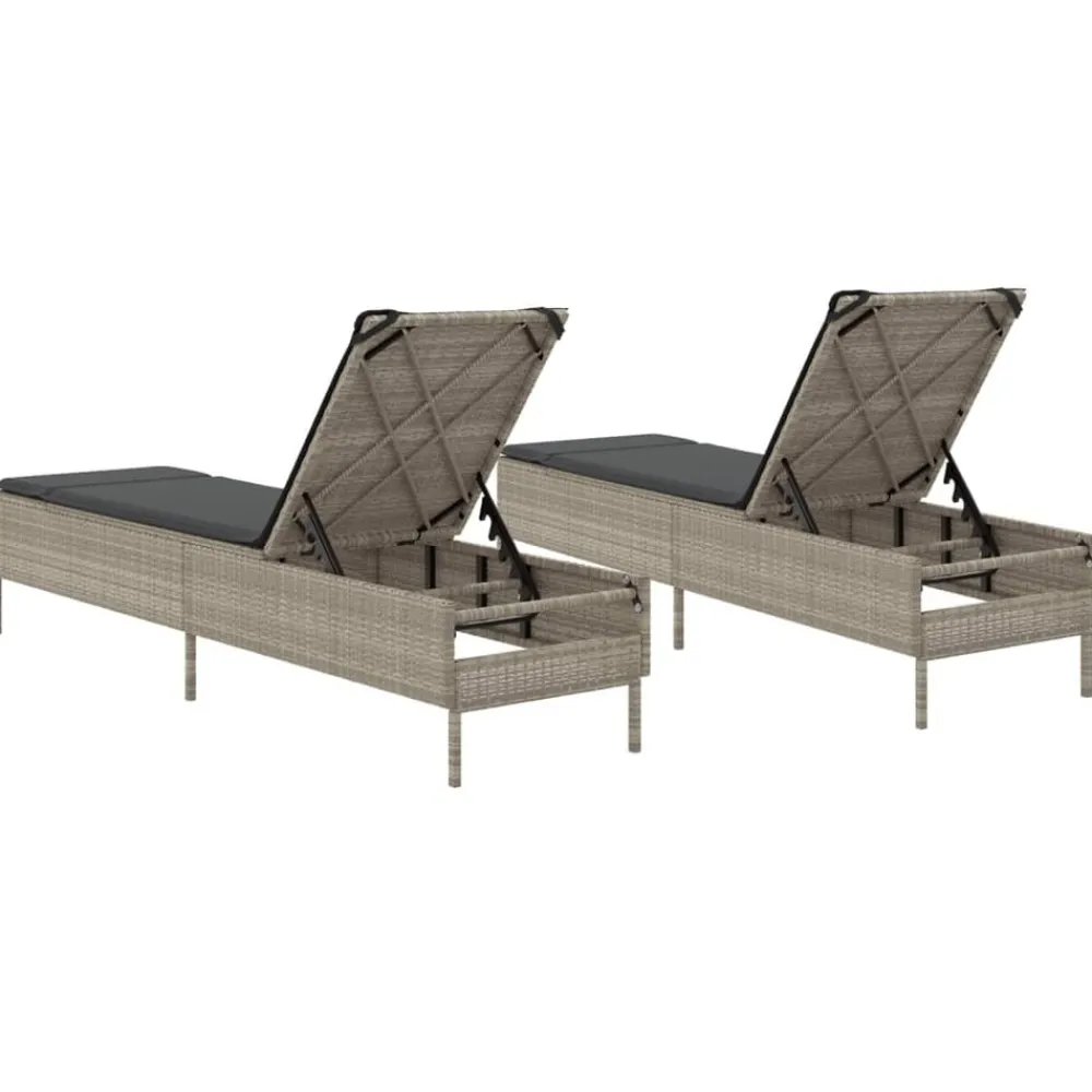Maison Exclusive - Chaises longues avec coussins lot de 2 gris résine tressée Outlet