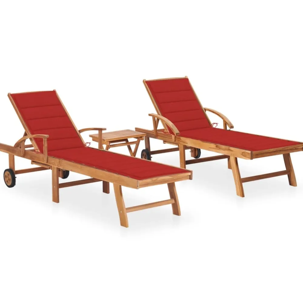 Maison Exclusive - Chaises longues lot de 2 avec table et coussin bois teck solide Clearance