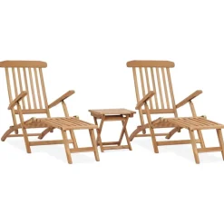 Maison Exclusive - Chaises longues de jardin et repose-pied et table bois de teck Sale