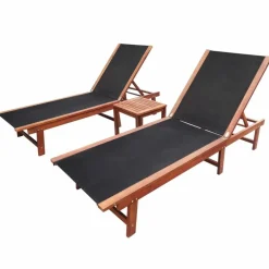 Maison Exclusive - Chaises longues lot de 2 et table bois d'acacia et textilène