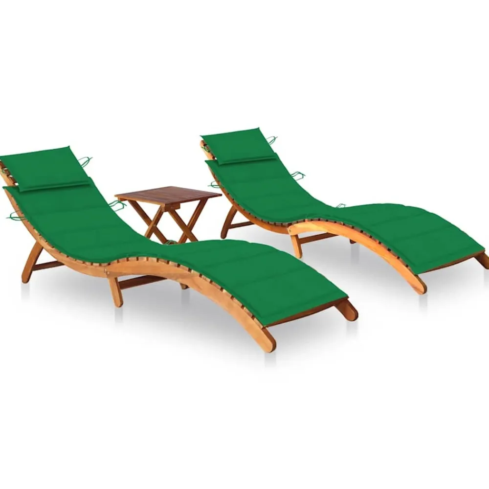 Maison Exclusive - Chaises longues lot de 2 avec table et coussins acacia solide Discount