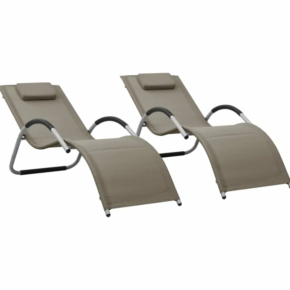 Maison Exclusive - Chaises longues textilène lot de 2 taupe et gris Discount