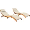 Maison Exclusive - Chaises longues lot de 2 avec coussins bois d'acacia solide Online