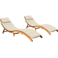 Maison Exclusive - Chaises longues lot de 2 avec coussins bois d'acacia solide Online