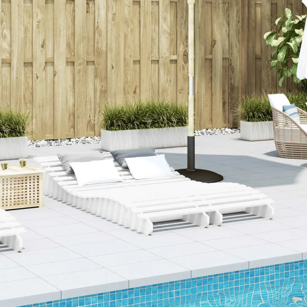 Maison Exclusive Bains De Soleil, Transats Et Hamacs | - Chaises longues lot de 2 blanc 205x60x31,5cm bois massif de pin