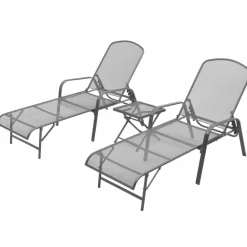 Maison Exclusive Bains De Soleil, Transats Et Hamacs | - Chaises longues lot de 2 avec table acier anthracite