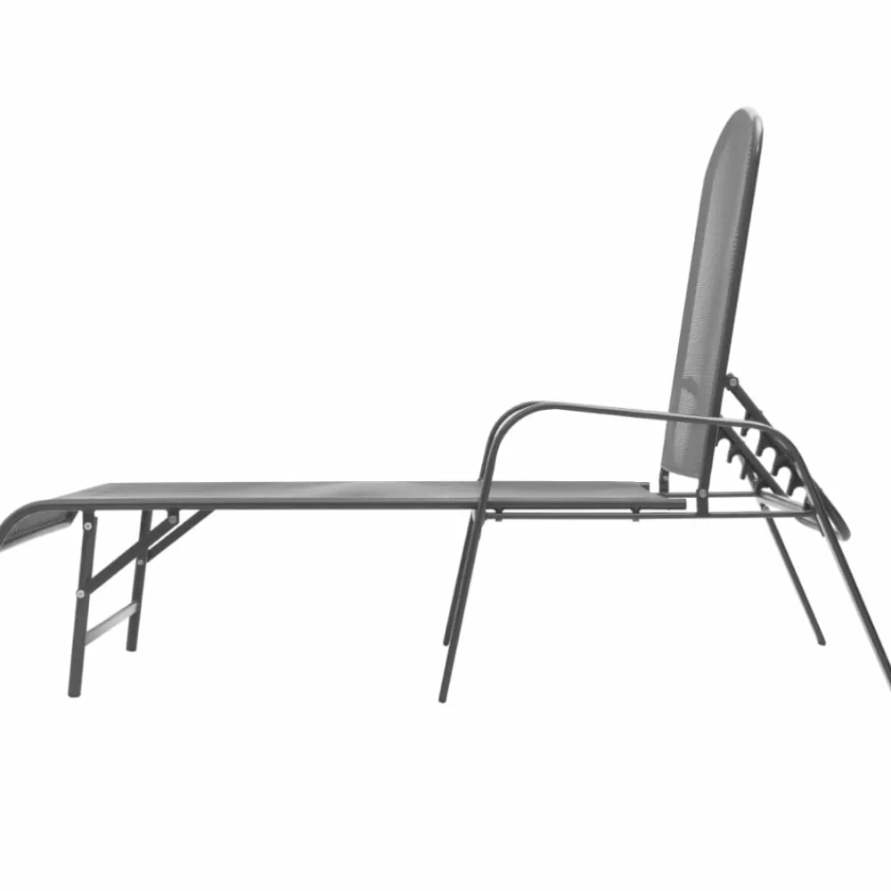 Maison Exclusive Bains De Soleil, Transats Et Hamacs | - Chaises longues lot de 2 avec table acier anthracite