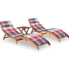 Maison Exclusive Bains De Soleil, Transats Et Hamacs | - Chaises longues lot de 2 avec table et coussins acacia solide