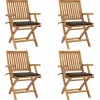 Maison Exclusive - Chaises pliables de jardin avec coussins lot de 4 teck solide Sale
