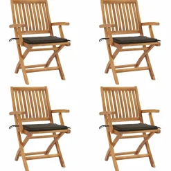 Maison Exclusive - Chaises pliables de jardin avec coussins lot de 4 teck solide Sale