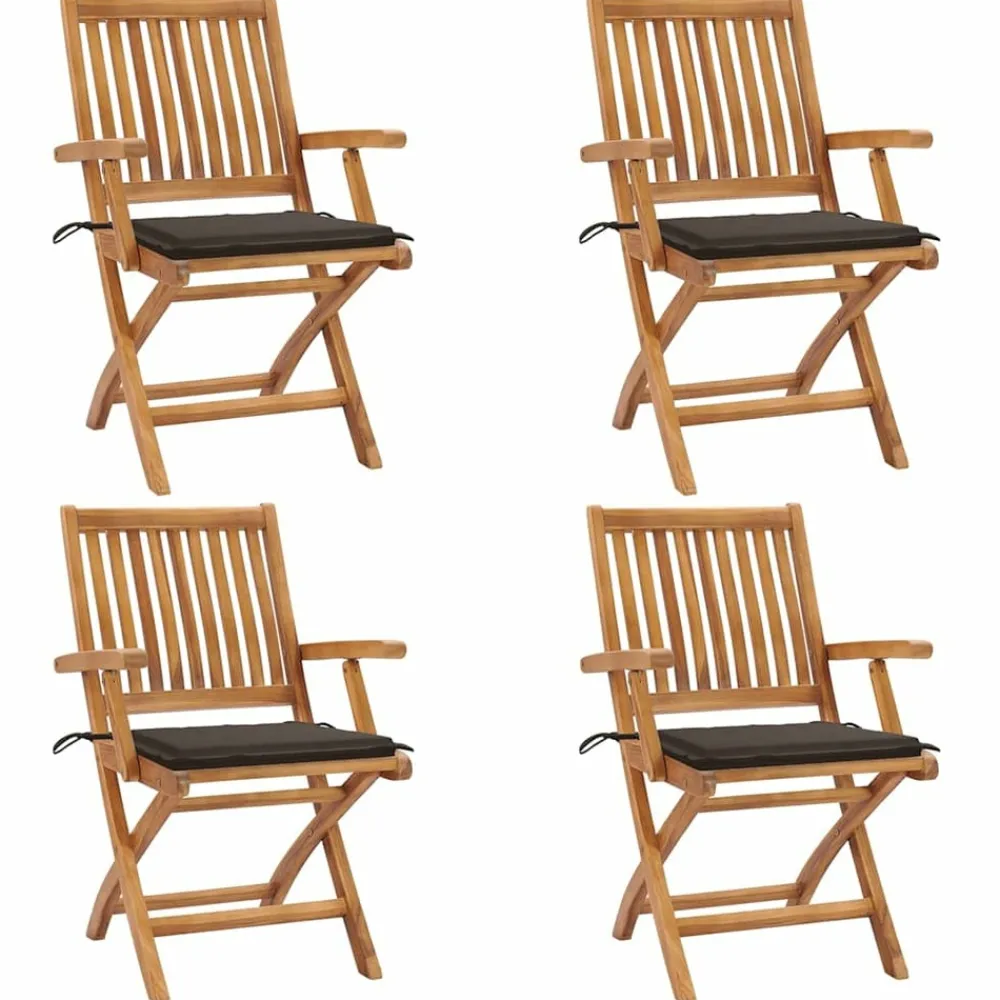 Maison Exclusive - Chaises pliables de jardin avec coussins lot de 4 teck solide Sale