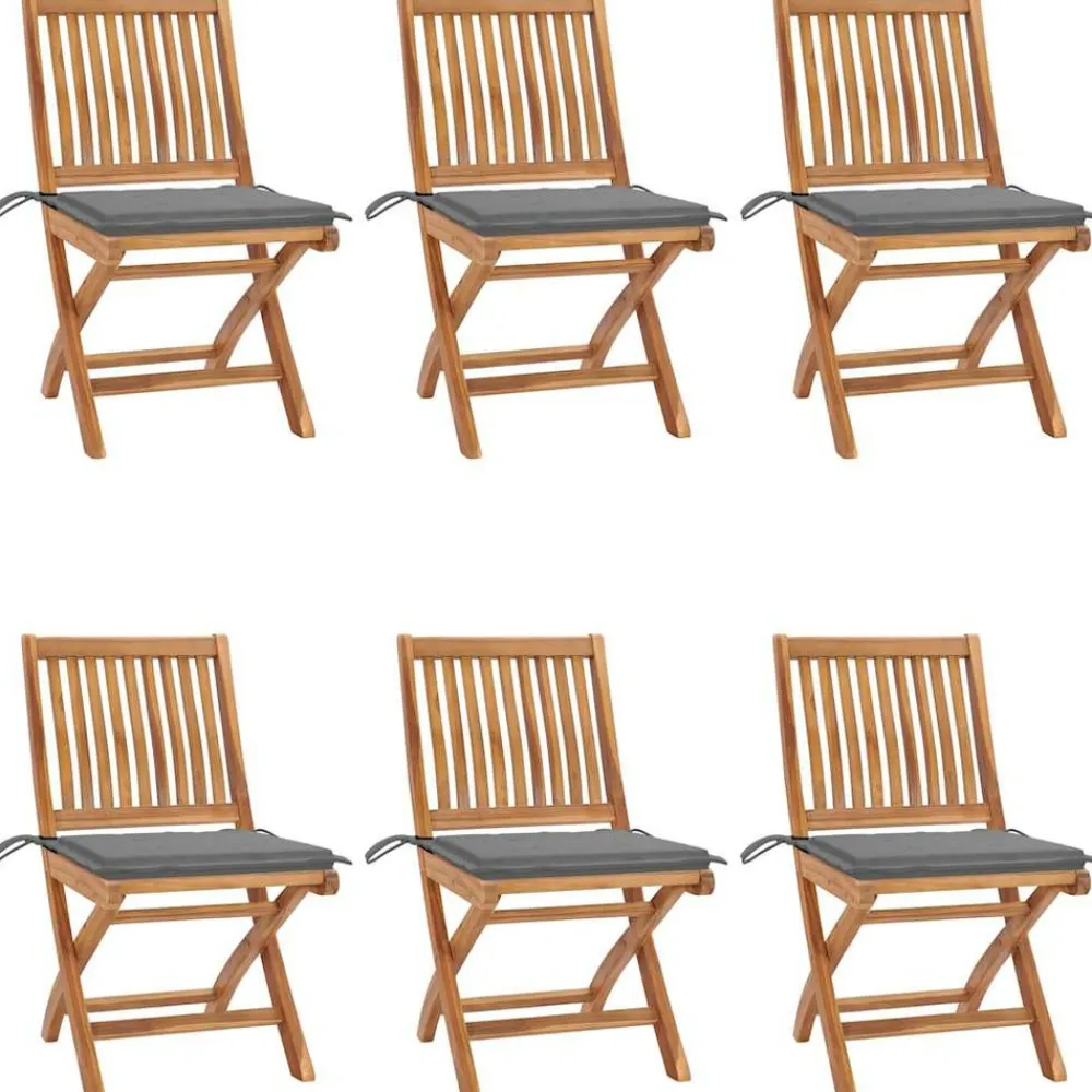 Maison Exclusive - Chaises pliables de jardin avec coussins lot de 6 bois de teck New
