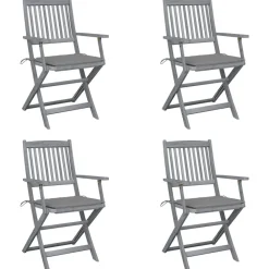 Maison Exclusive - Chaises pliables d'extérieur lot de 4 et coussins bois d'acacia Discount