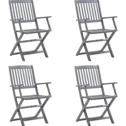 Maison Exclusive - Chaises pliables d'extérieur lot de 4 et coussins bois d'acacia Discount