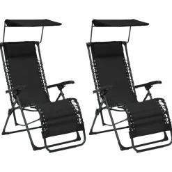 Maison Exclusive - Chaises pliables de terrasse lot de 2 textilène noir Clearance