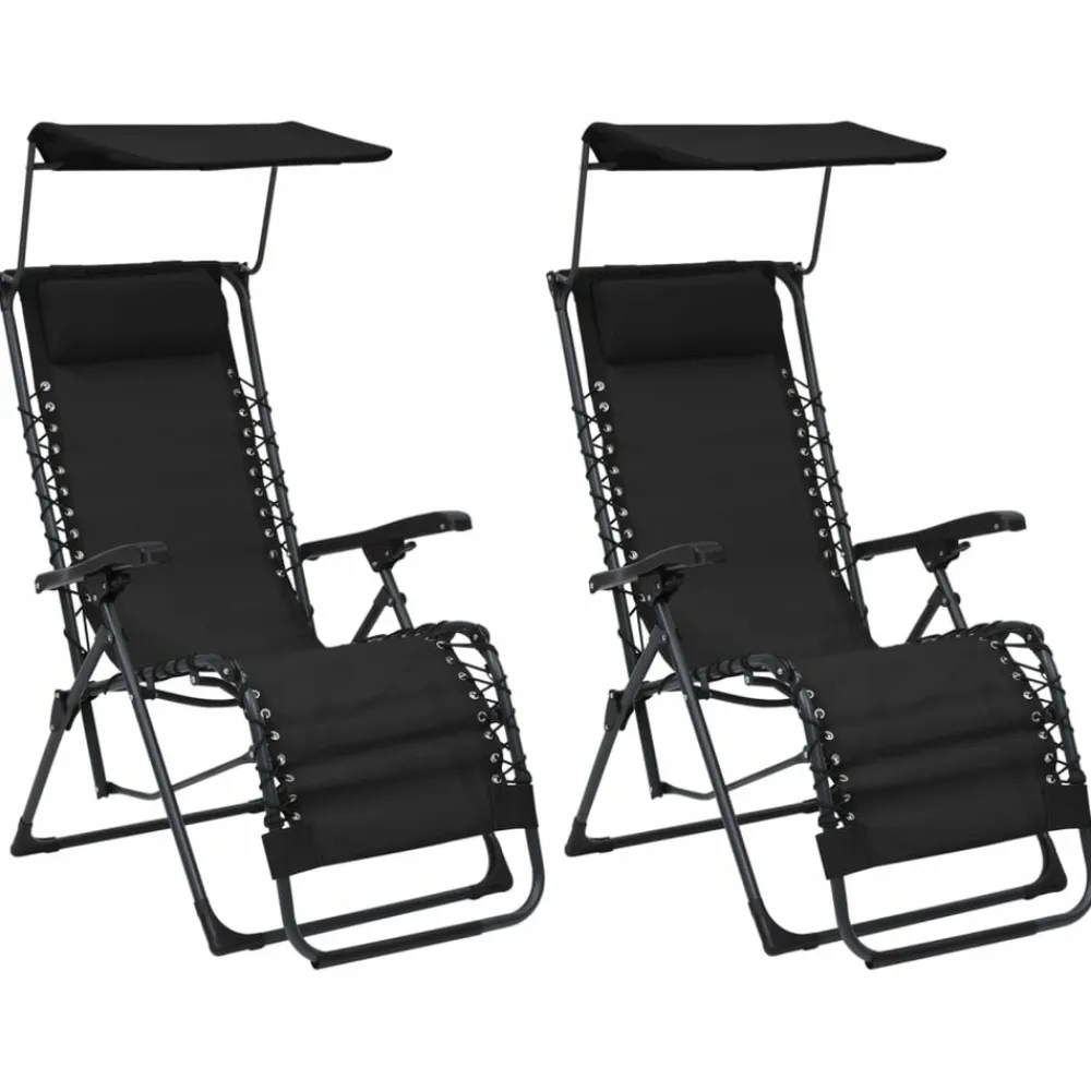 Maison Exclusive - Chaises pliables de terrasse lot de 2 textilène noir Clearance
