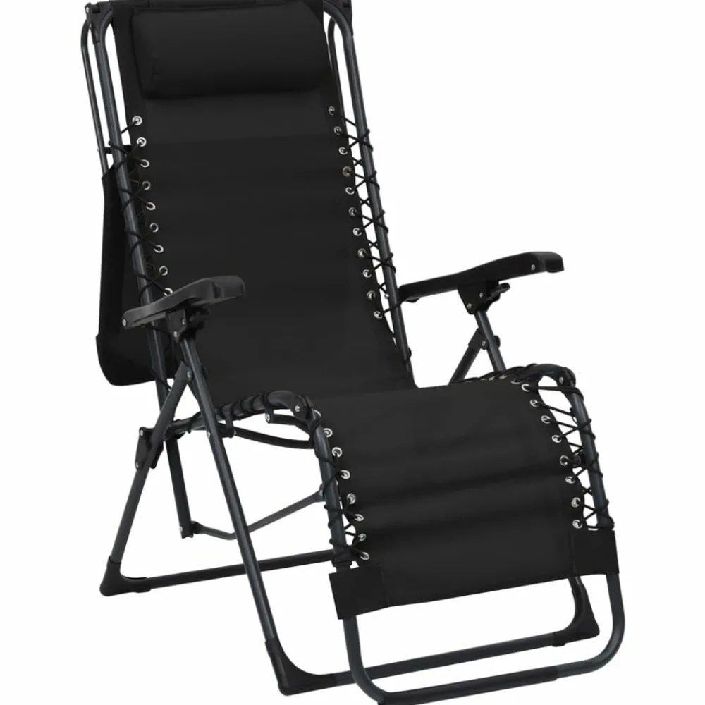 Maison Exclusive - Chaises pliables de terrasse lot de 2 textilène noir Clearance