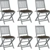 Maison Exclusive - Chaises pliables d'extérieur lot de 6 et coussins bois d'acacia Discount