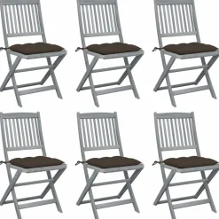 Maison Exclusive - Chaises pliables d'extérieur lot de 6 et coussins bois d'acacia Discount