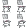 Maison Exclusive - Chaises pliables d'extérieur lot de 4 et coussins bois d'acacia Sale