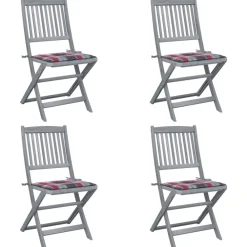 Maison Exclusive Tables Et Chaises De Jardin | - Chaises pliables de jardin avec coussins lot de 8 teck solide