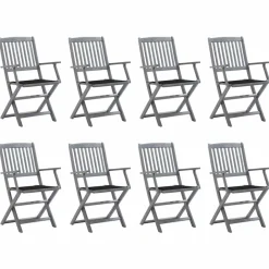Maison Exclusive - Chaises pliables d'extérieur lot de 8 et coussins bois d'acacia Clearance