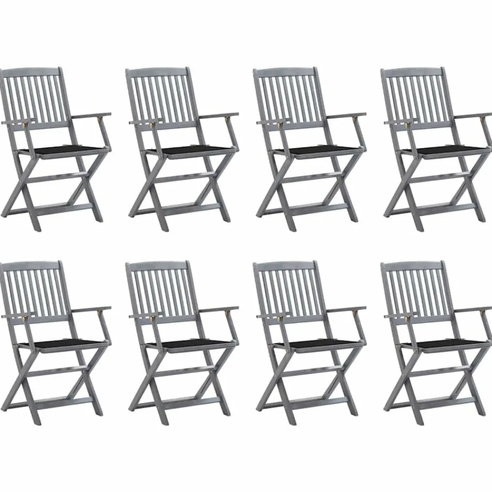 Maison Exclusive - Chaises pliables d'extérieur lot de 8 et coussins bois d'acacia Clearance
