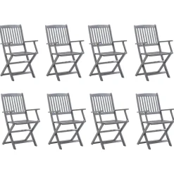 Maison Exclusive - Chaises pliables d'extérieur lot de 8 et coussins bois d'acacia Clearance