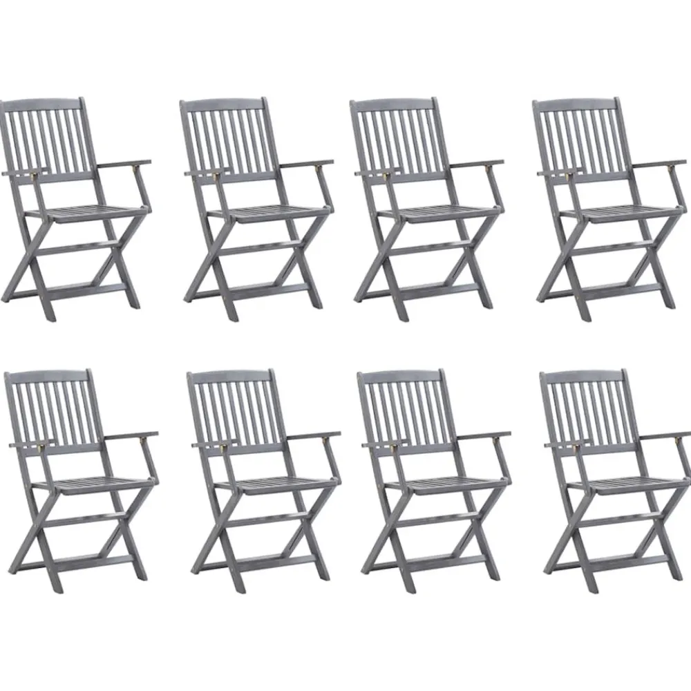 Maison Exclusive - Chaises pliables d'extérieur lot de 8 et coussins bois d'acacia Clearance