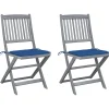 Maison Exclusive - Chaises pliables d'extérieur lot de 2 et coussins bois d'acacia Online