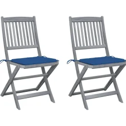 Maison Exclusive - Chaises pliables d'extérieur lot de 2 et coussins bois d'acacia Online