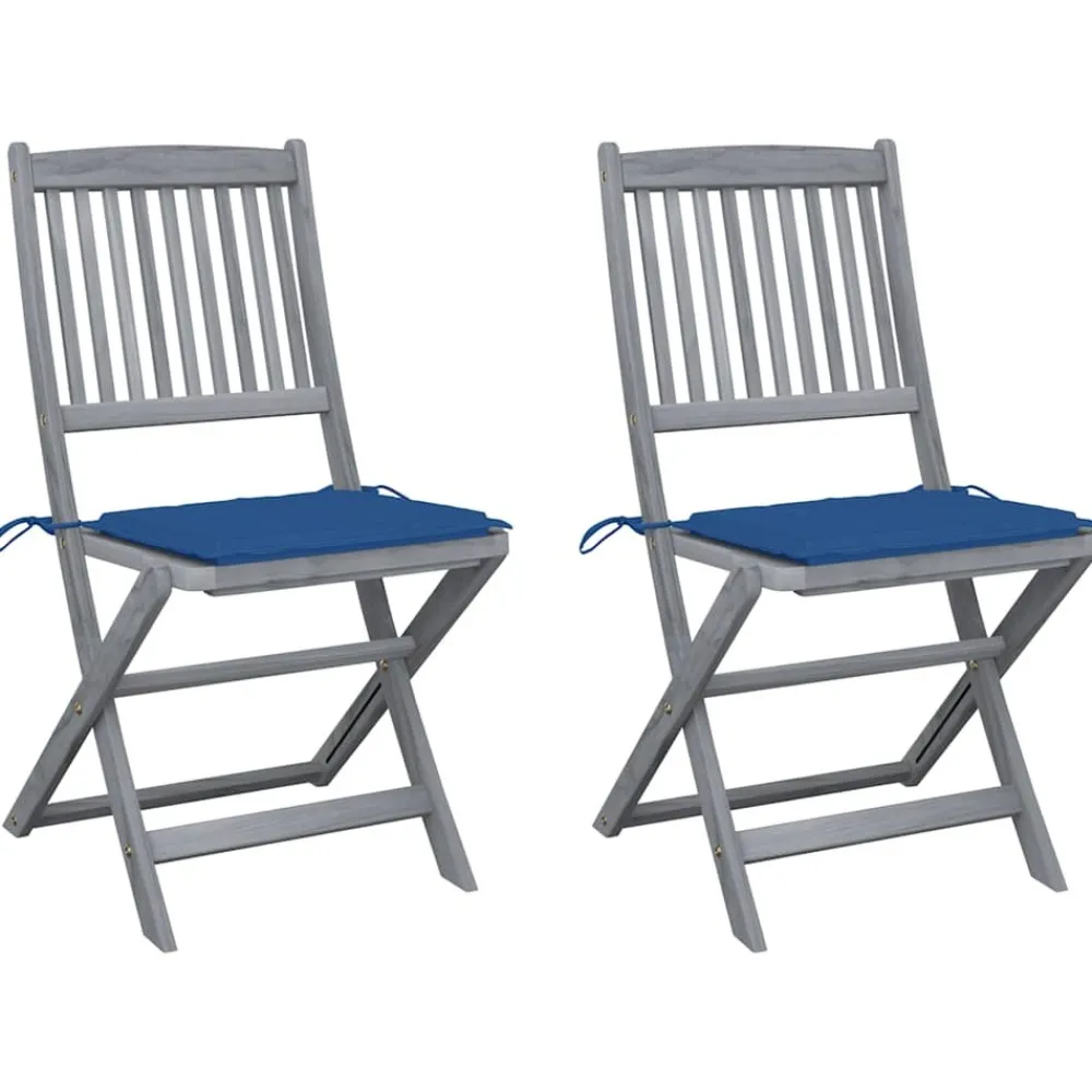 Maison Exclusive - Chaises pliables d'extérieur lot de 2 et coussins bois d'acacia Online
