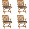 Maison Exclusive - Chaises pliables de jardin avec coussins lot de 4 teck solide Best