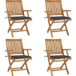 Maison Exclusive - Chaises pliables de jardin avec coussins lot de 4 teck solide Best