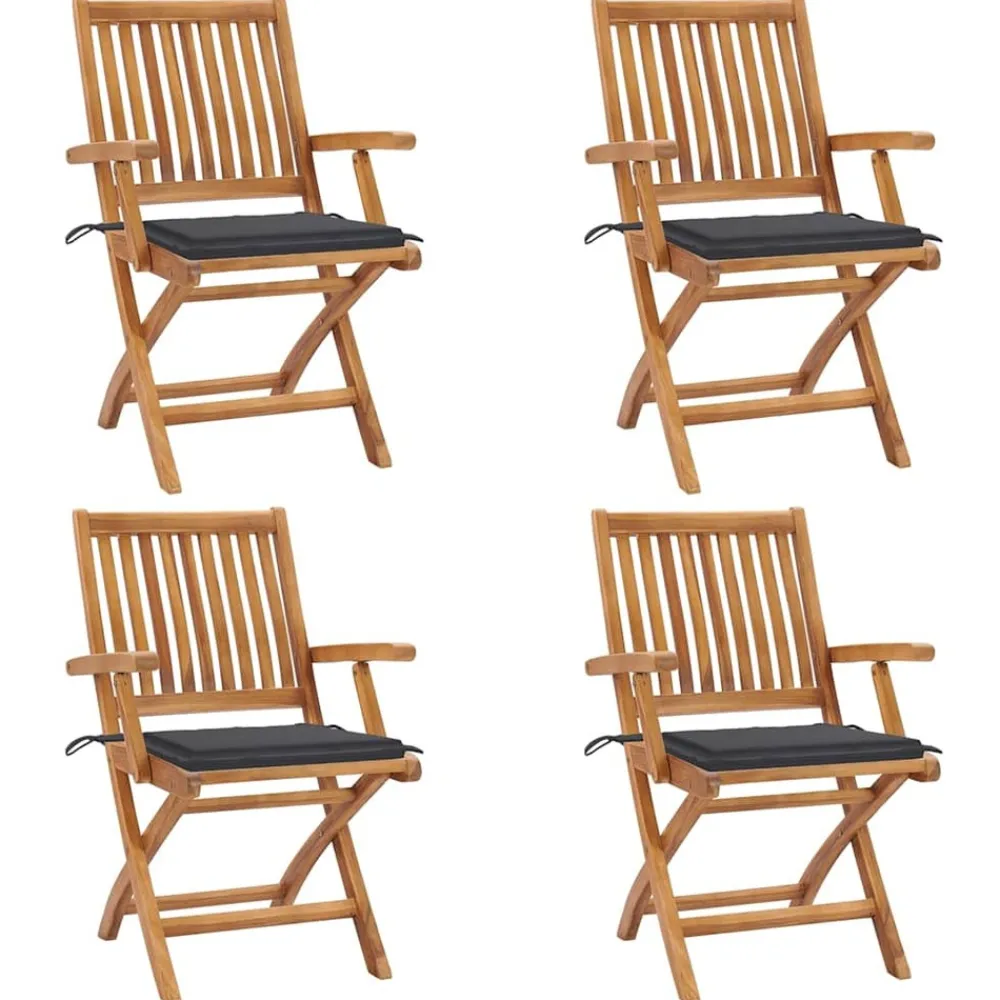 Maison Exclusive - Chaises pliables de jardin avec coussins lot de 4 teck solide Best