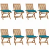 Maison Exclusive - Chaises pliables de jardin avec coussins lot de 8 teck solide Clearance