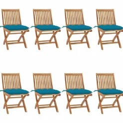 Maison Exclusive - Chaises pliables de jardin avec coussins lot de 8 teck solide Clearance