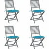 Maison Exclusive - Chaises pliables d'extérieur lot de 4 et coussins bois d'acacia New