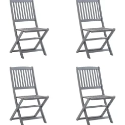 Maison Exclusive - Chaises pliables d'extérieur lot de 4 et coussins bois d'acacia New