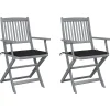 Maison Exclusive - Chaises pliables d'extérieur lot de 2 et coussins bois d'acacia