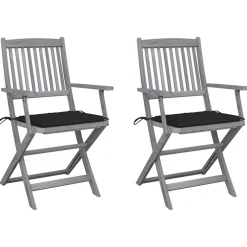 Maison Exclusive - Chaises pliables d'extérieur lot de 2 et coussins bois d'acacia