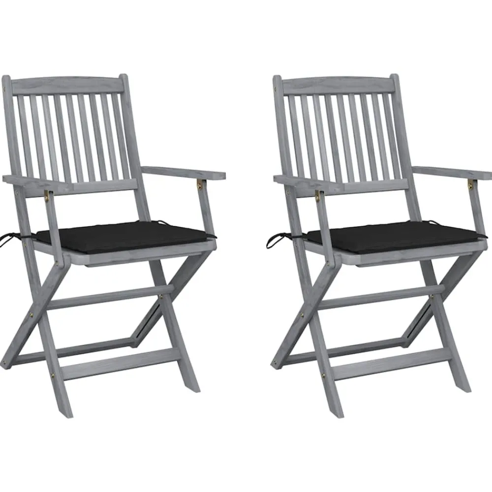 Maison Exclusive - Chaises pliables d'extérieur lot de 2 et coussins bois d'acacia
